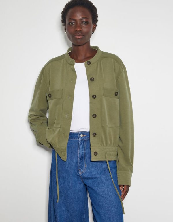 Monsoon Ulla Utility Bomber Jacket Green