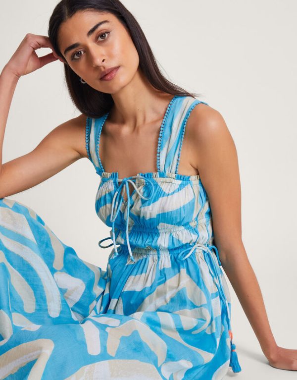 Monsoon Demi Abstract Print Sundress Blue