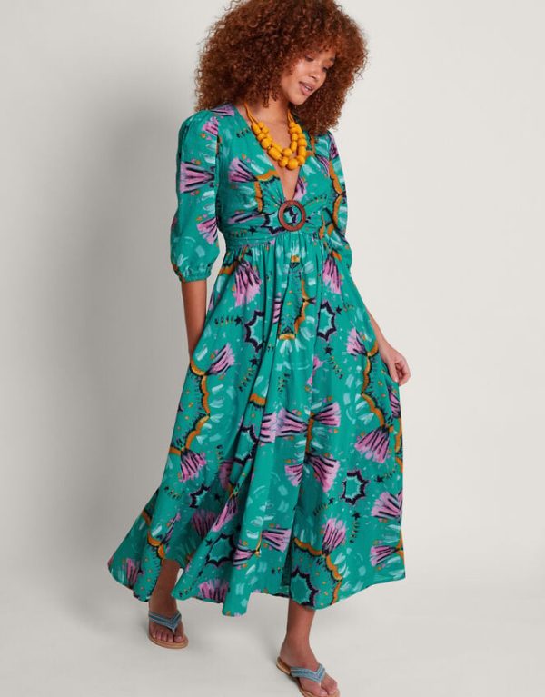 Monsoon Allegra Ring Dress Teal