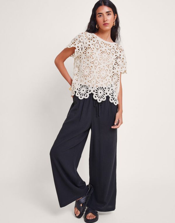 Monsoon Lana Wide Leg Trousers Black