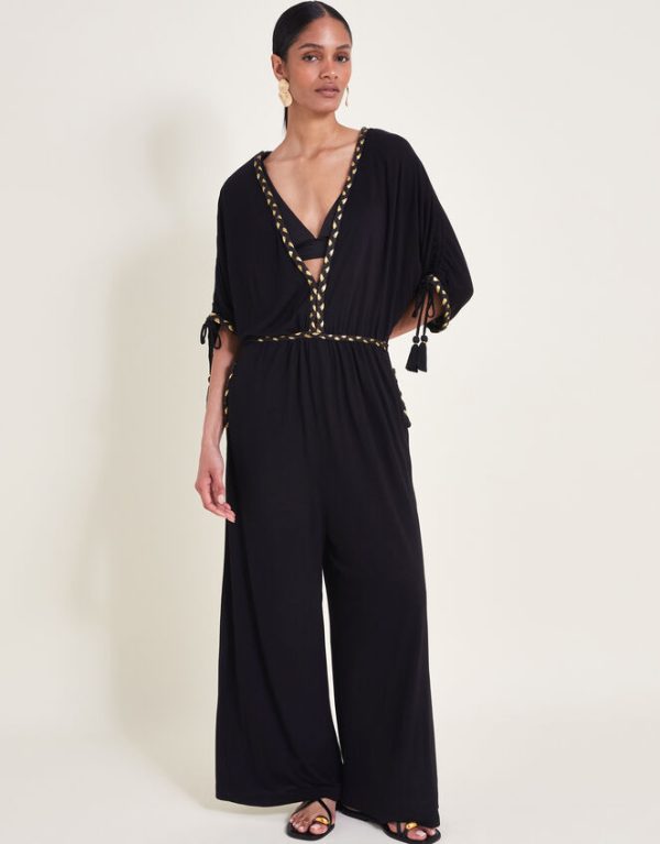 Monsoon Eden Jersey Jumpsuit Black