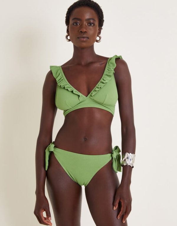 Monsoon Nina Ruffle Bikini Top Green