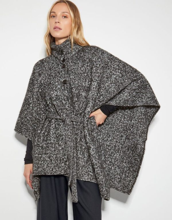 Monsoon Kiri Belted Tweed Poncho Coat