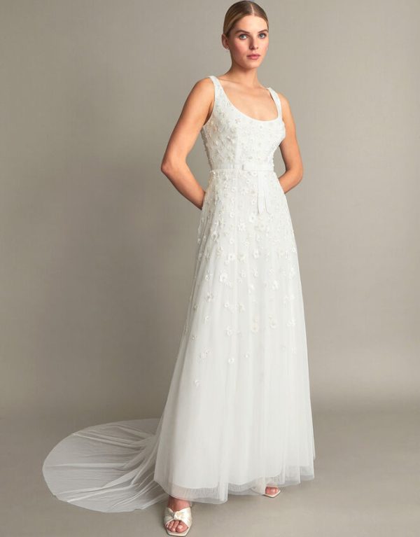 Monsoon Amelie Embroidered Bridal Dress Ivory