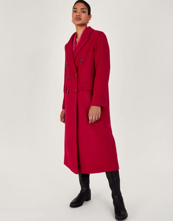 Monsoon Fay Double Breasted Coat Pink