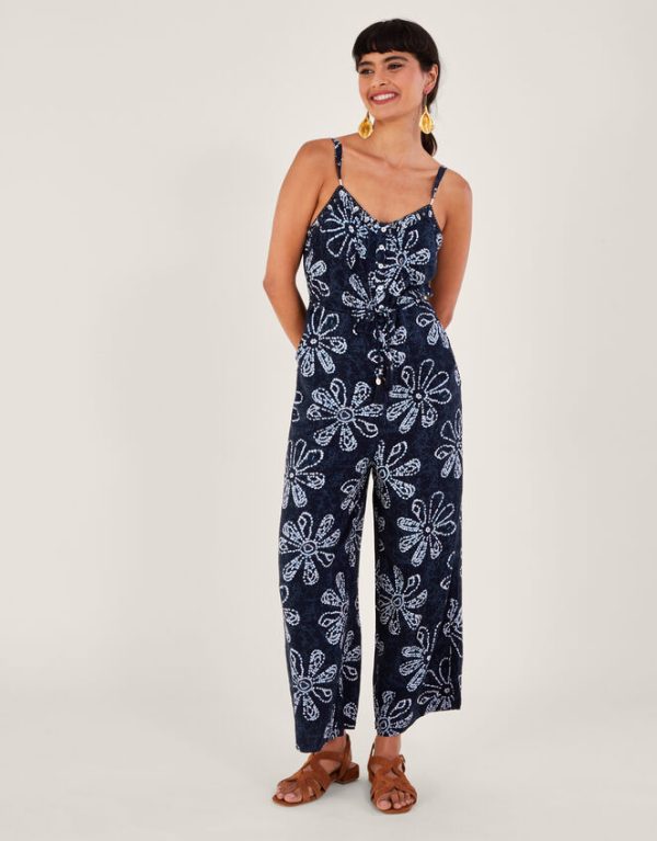 Monsoon Batik Dye Flower Jumpsuit Blue