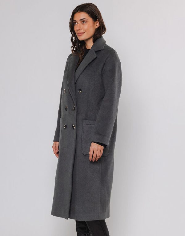 Monsoon Rino and Pelle Longline Double-Breasted Coat Grey - Image 2