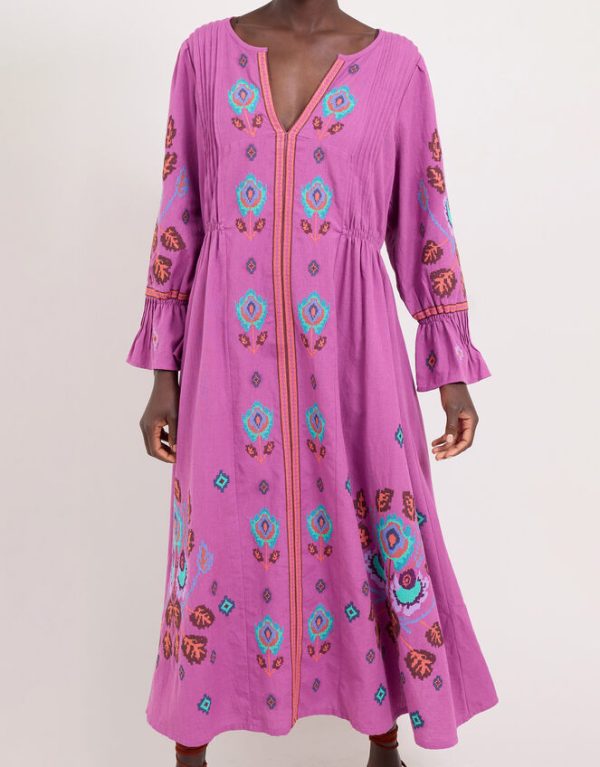 Monsoon East Embroidered Maxi Dress Purple - Image 2