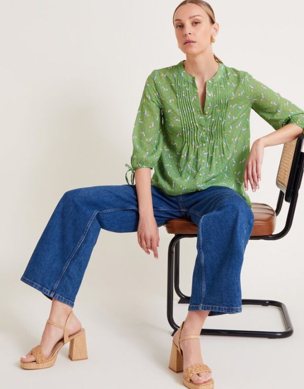 Monsoon Camille Leaf Blouse Green - Image 2