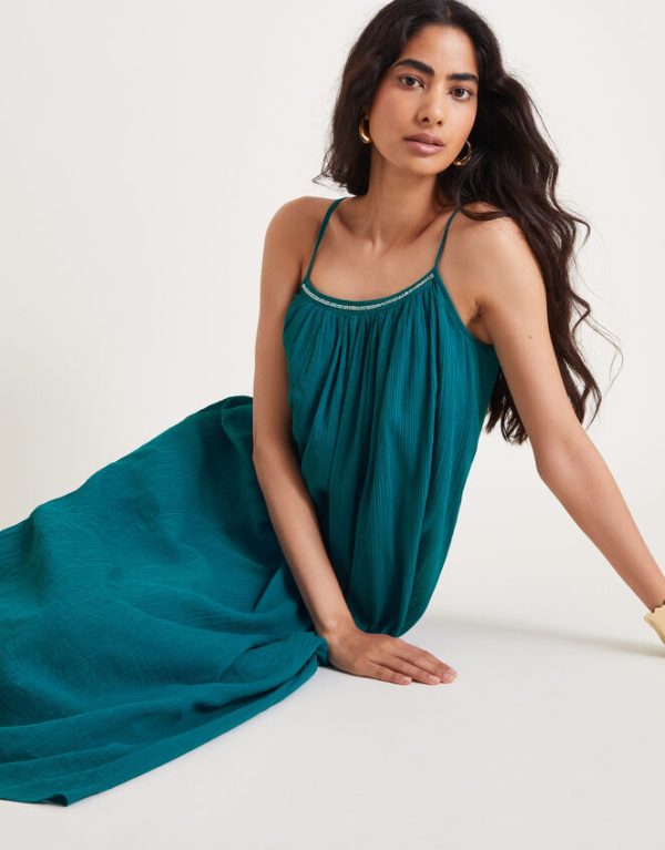 Monsoon Becky Sleeveless Beaded Midi Dress Teal - Image 2