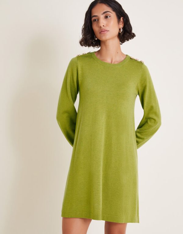 Monsoon Susie Mini Jumper Dress Green - Image 2