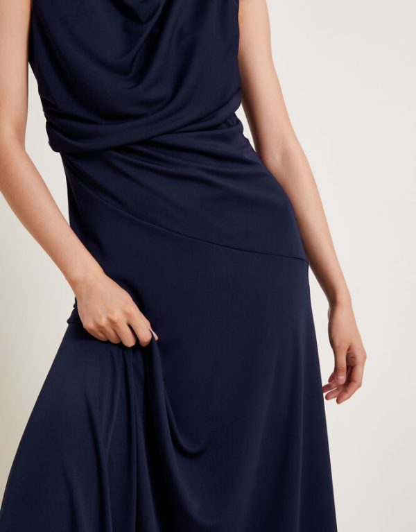 Monsoon Debra Drape Jersey Dress Blue - Image 2