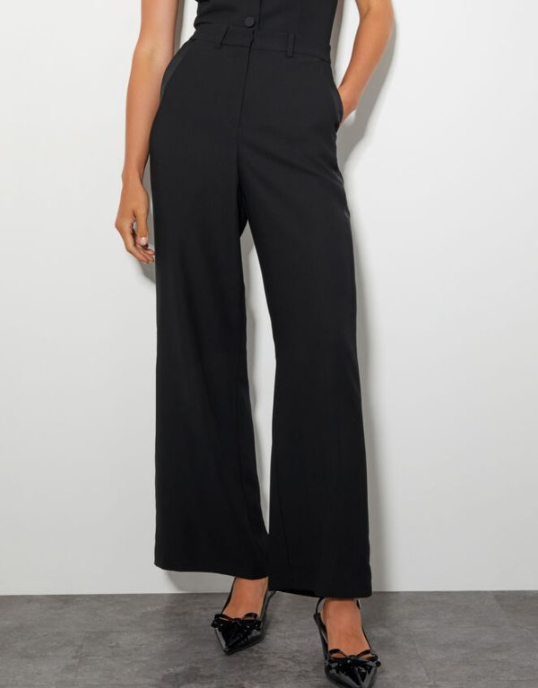 Monsoon Ava Tuxedo Wide Leg Trousers Black - Image 2