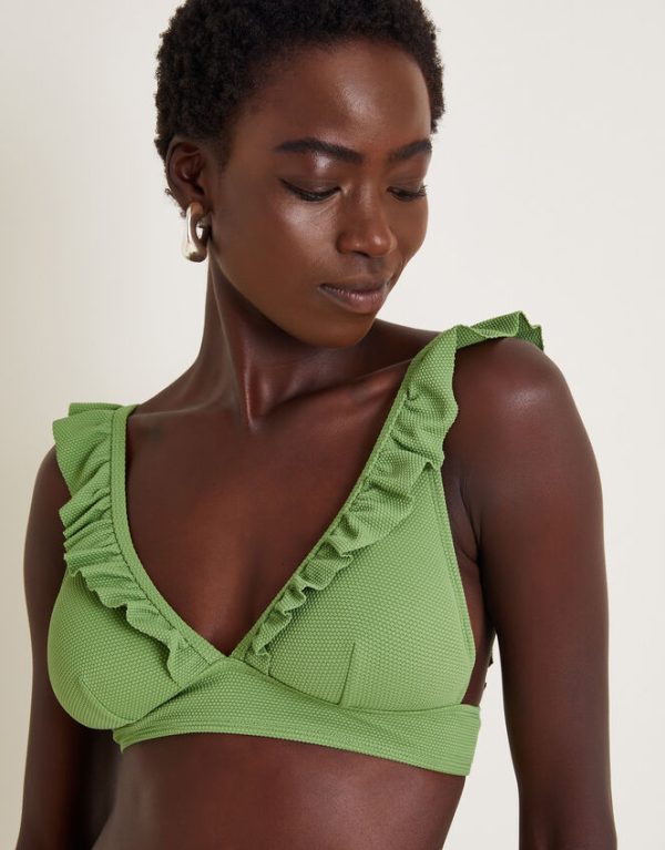 Monsoon Nina Ruffle Bikini Top Green - Image 2