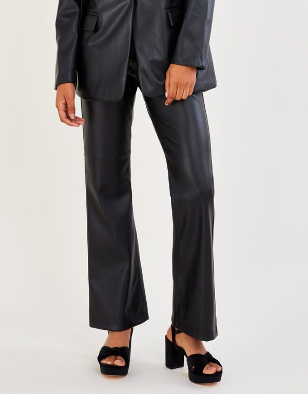 Monsoon Bonnee PU Bootcut Trousers Black - Image 2