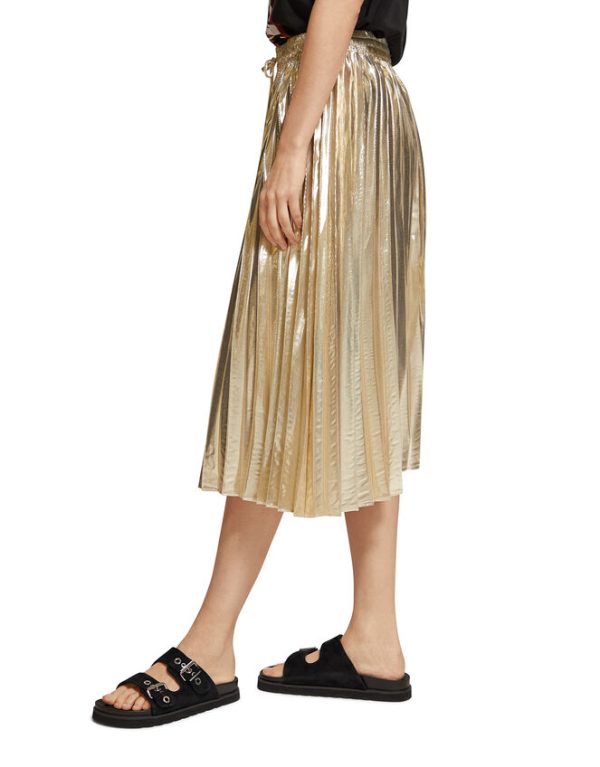 Monsoon Scotch and Soda Pleated Midi Skirt Gold - Image 3