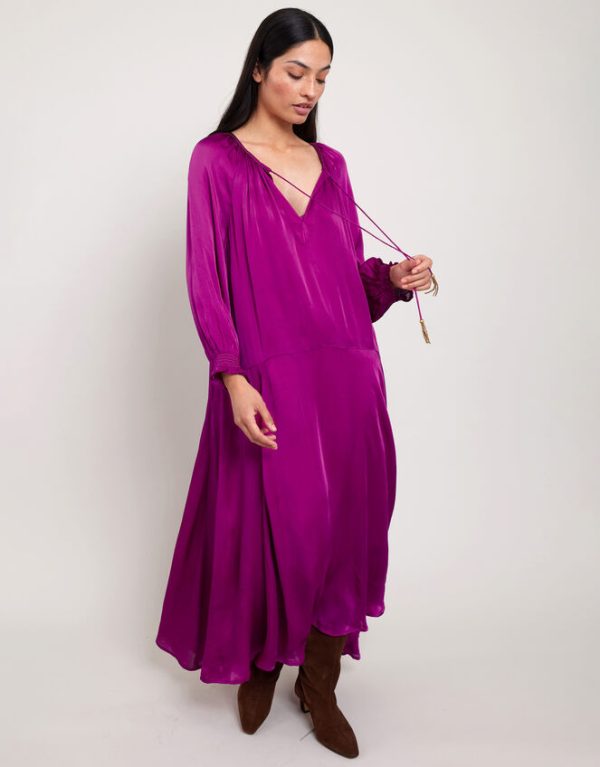 Monsoon East Embellished Satin Maxi Dress Pink - Image 2