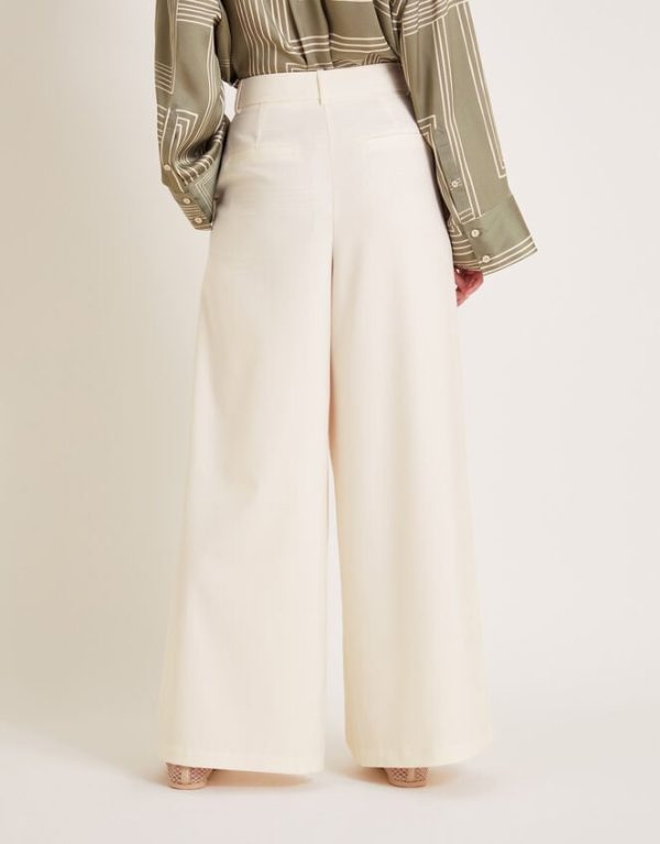 Monsoon Willow Wide Leg Trousers Ivory - Image 3