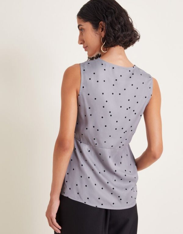 Monsoon Clea Lacy Spot Cami Top Silver - Image 3