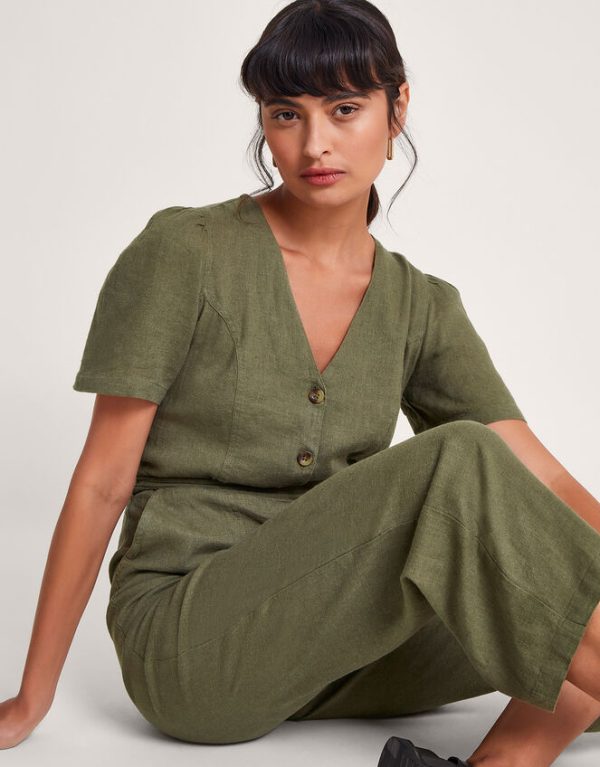 Monsoon Azalea Tie Jumpsuit Green - Image 2