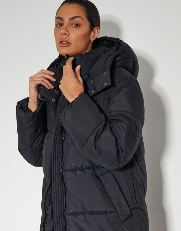 Monsoon Lissy Long Hooded Puffer Coat Black - Image 3