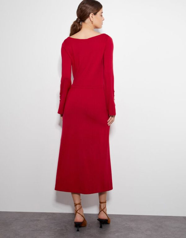 Monsoon Sal Slash Knit Dress Red - Image 3