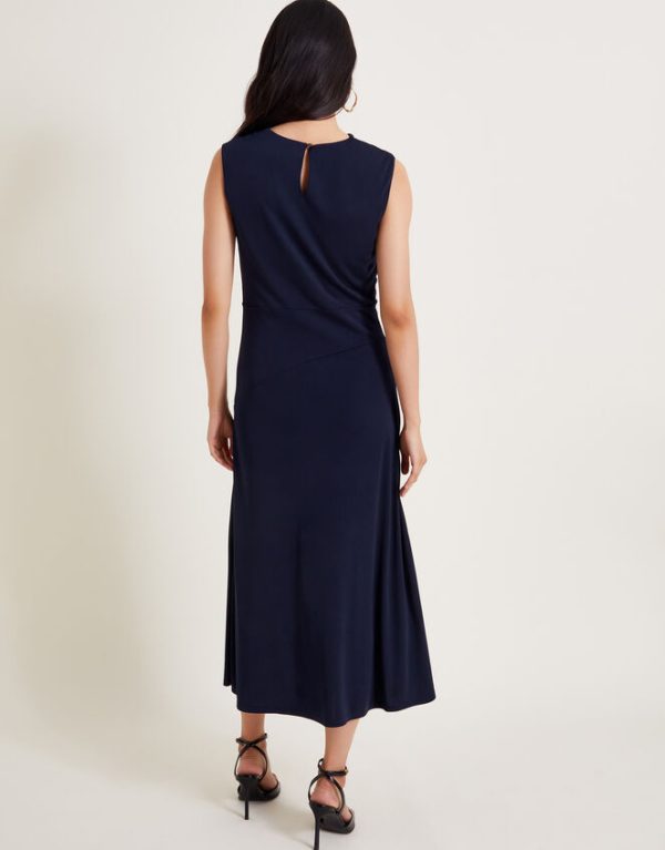 Monsoon Debra Drape Jersey Dress Blue - Image 3