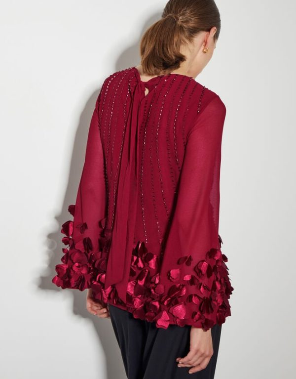 Monsoon Carly Embellished 3D Petal Top Red - Image 3