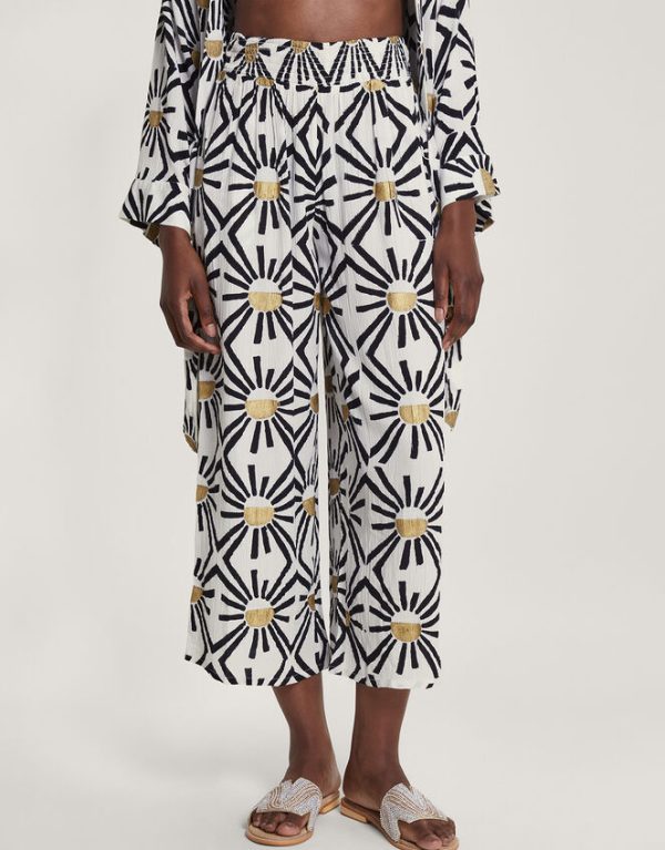 Monsoon Zamora Geometric Trousers White - Image 2