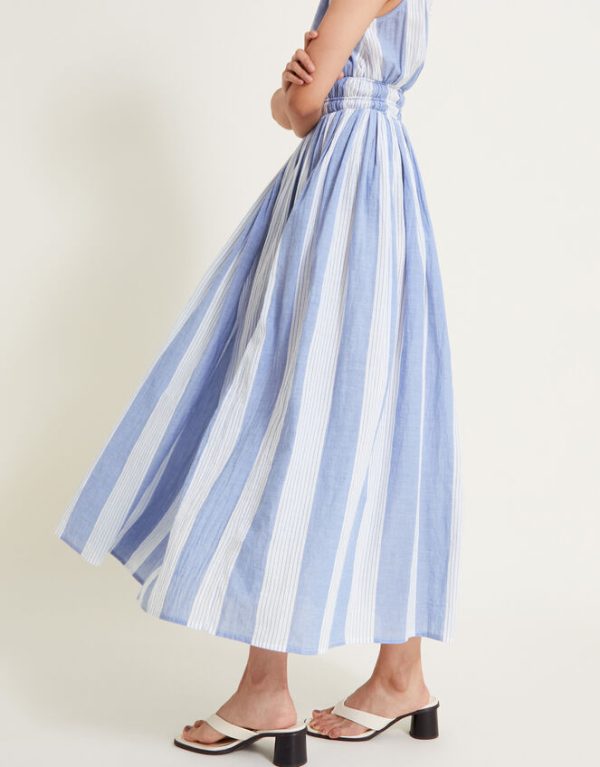 Monsoon Celia Stripe Dress Blue - Image 3