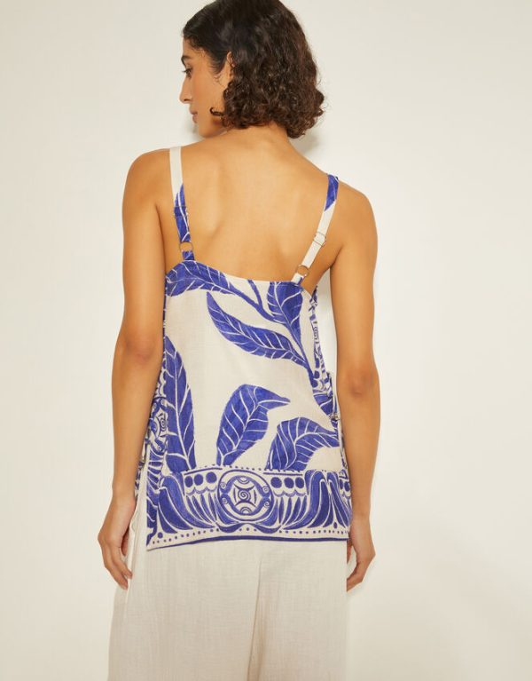 Monsoon Dinah Leaf Print Cami Top White - Image 3