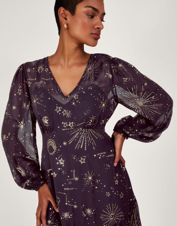 Monsoon Cassie Zodiac Midi Dress Blue - Image 2