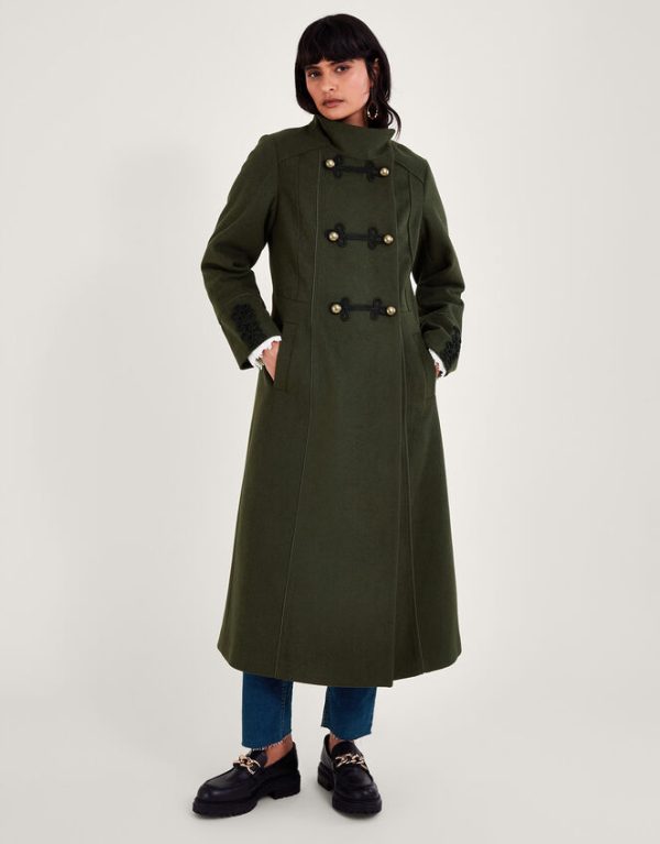 Monsoon Mya Military Coat Green - Image 2