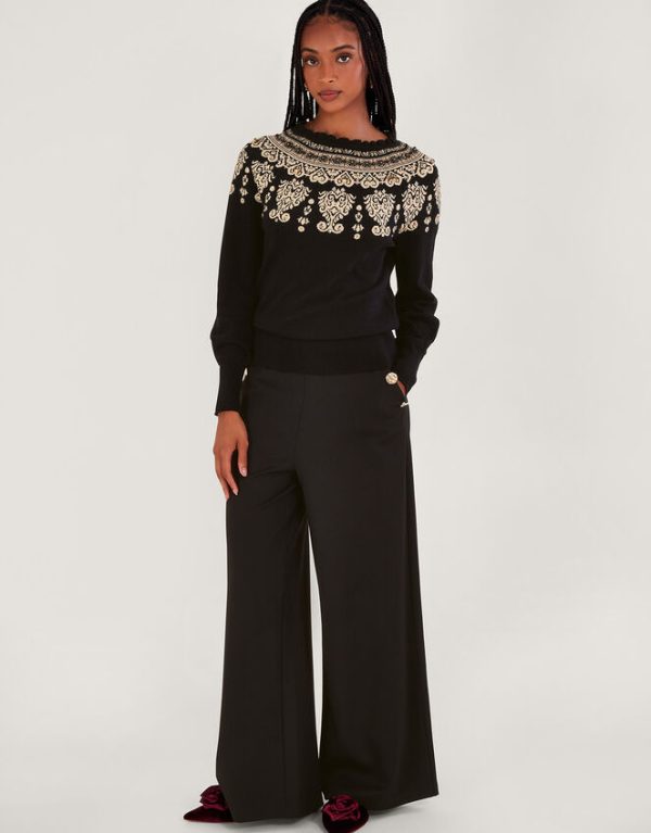 Monsoon Fair Isle Jumper Black - Image 2