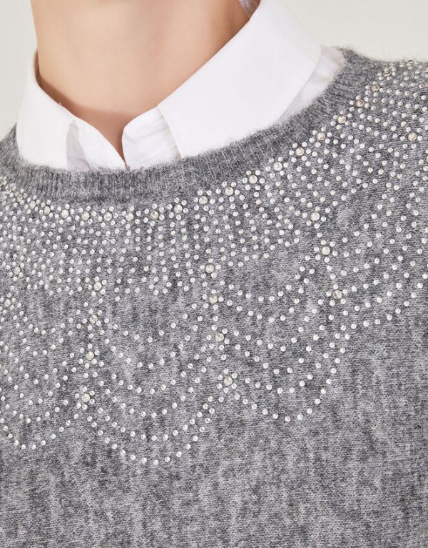 Monsoon Evie Embellished Jumper Grey - Image 3