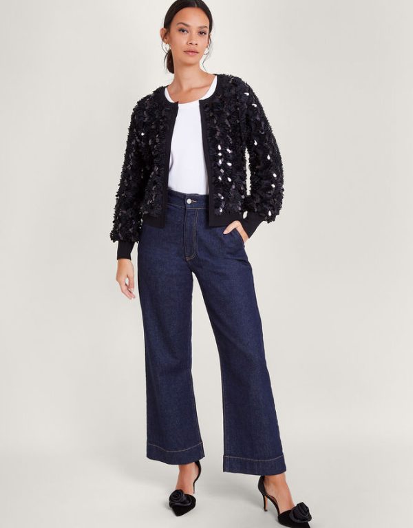 Monsoon Sienna Sequin Cardigan Black - Image 2