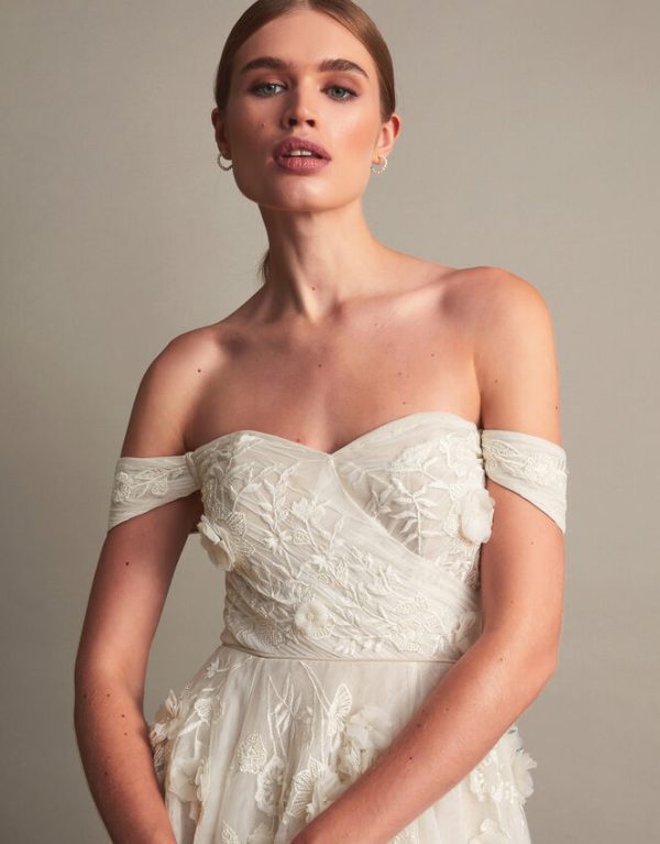 Monsoon Luciane Off-Shoulder Bridal Dress Ivory - Image 2