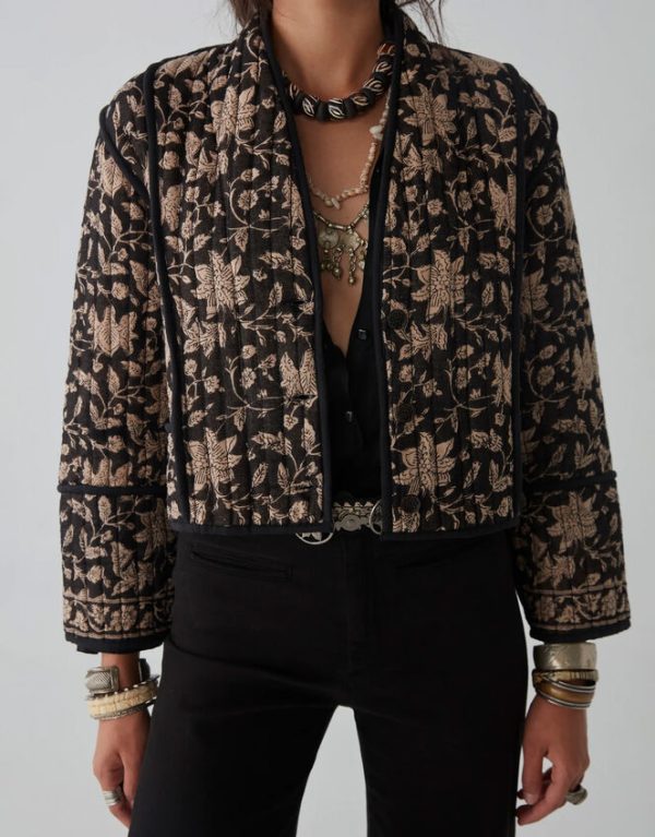 Monsoon Maison Hotel Leaf Print Jacket Black - Image 4