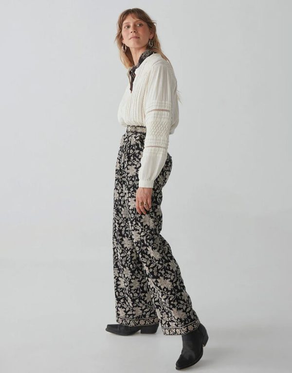 Monsoon Maison Hotel Floral Print Trousers Black - Image 4