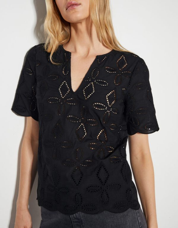 Monsoon Brooke Short Sleeve Broderie TopBlack - Image 4