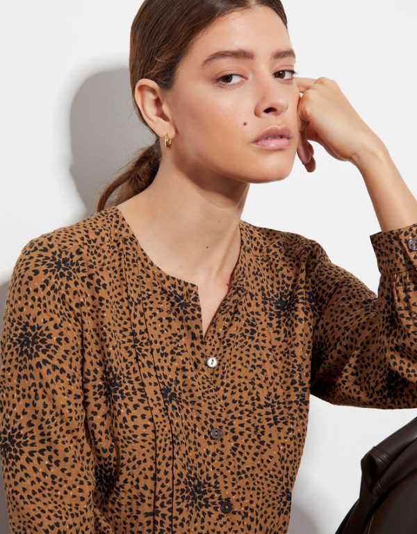 Monsoon Nala Abstract Print Blouse Tan - Image 4