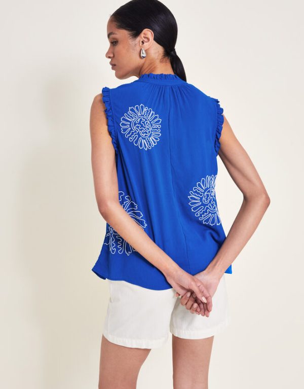 Monsoon Meena Embroidered Top Blue - Image 4