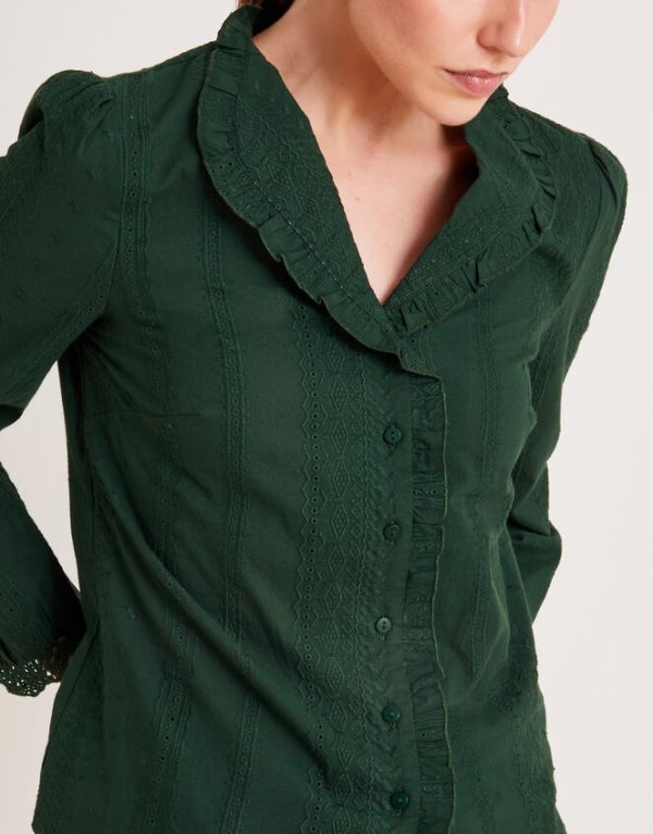 Monsoon Cora Embroidered Shirt Green - Image 4