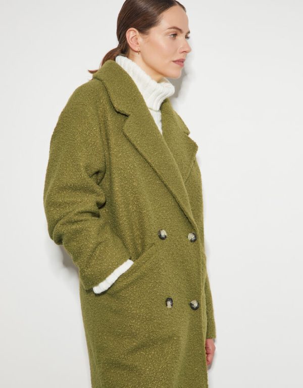 Monsoon Ophelia Double-Breasted Boucle Coat Green - Image 4