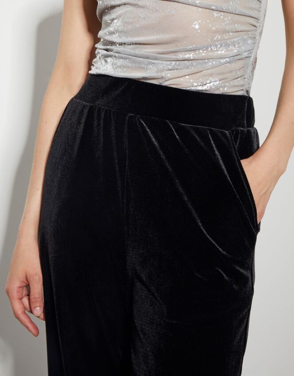 Monsoon Vora Velvet Wide Leg Trousers Black - Image 4