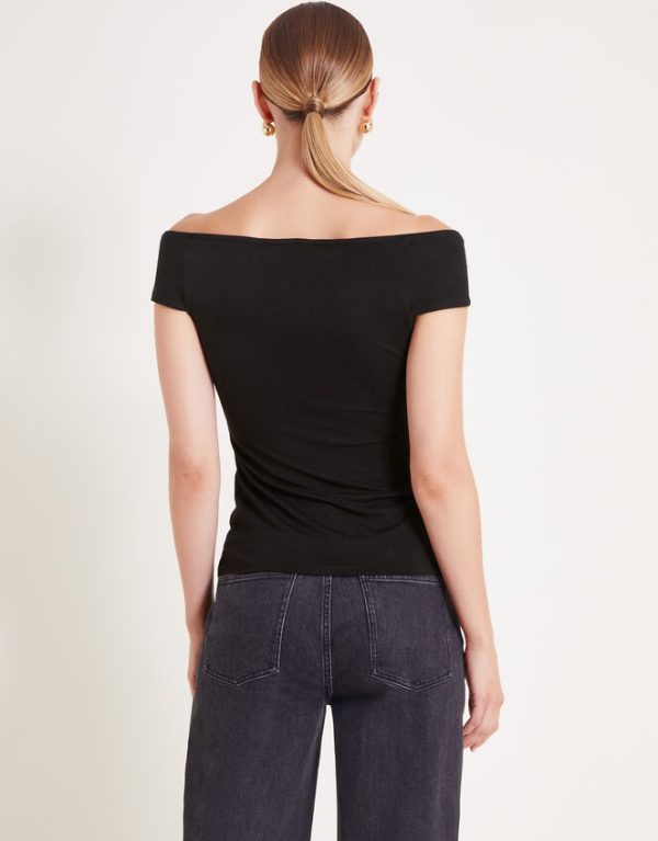 Monsoon Wanda Wrap Bardot Top Black - Image 4