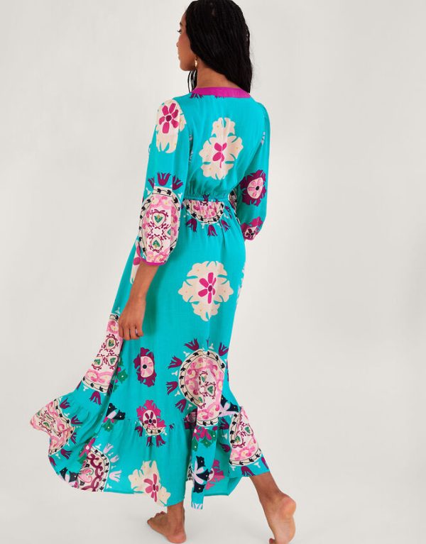 Monsoon Bonita Print Maxi Dress Blue - Image 3