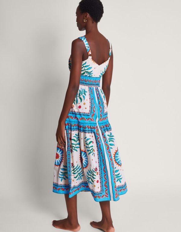 Monsoon Anya Border Print Dress Ivory - Image 3