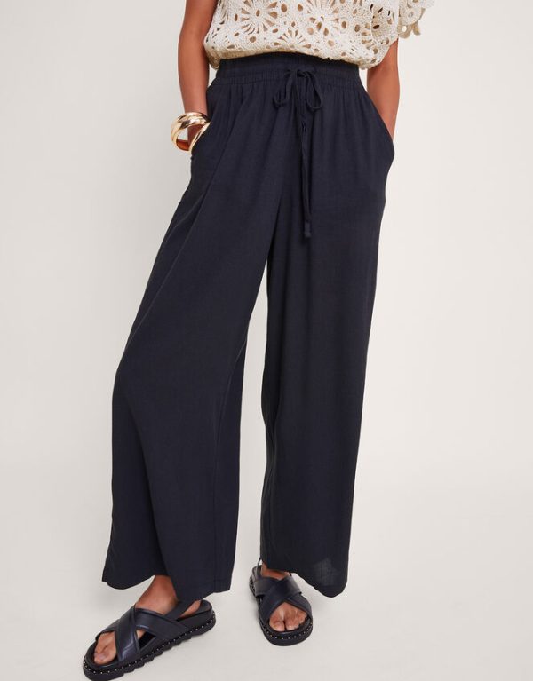 Monsoon Lana Wide Leg Trousers Black - Image 3