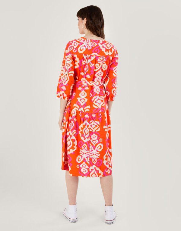 Monsoon Aspen Wrap Dress in Linen BlendOrange - Image 3